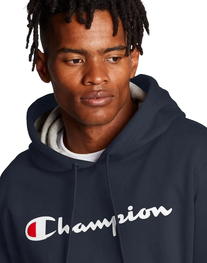 Champion Powerblend Fleece Hoodie Script Logo Navy GF89H Y06794 NYC