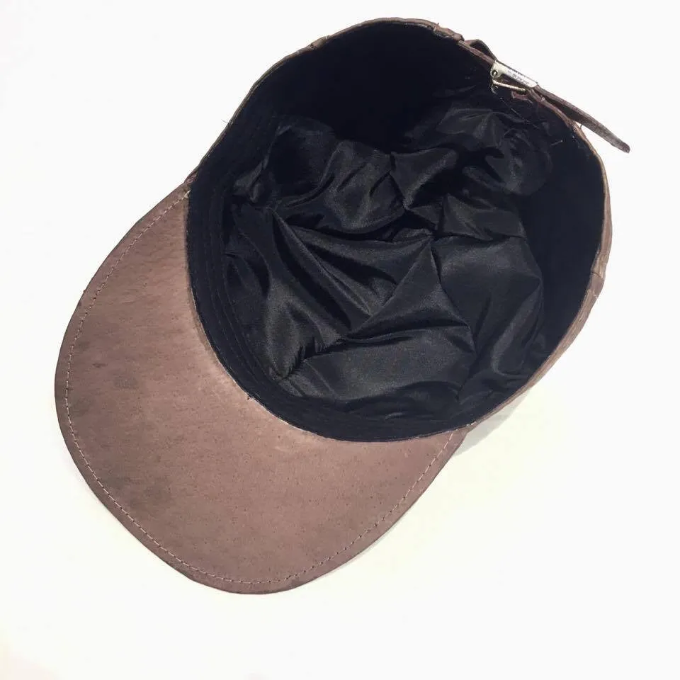 Chocolate Brown Alligator body/Ostrich skin Strap-back Hat