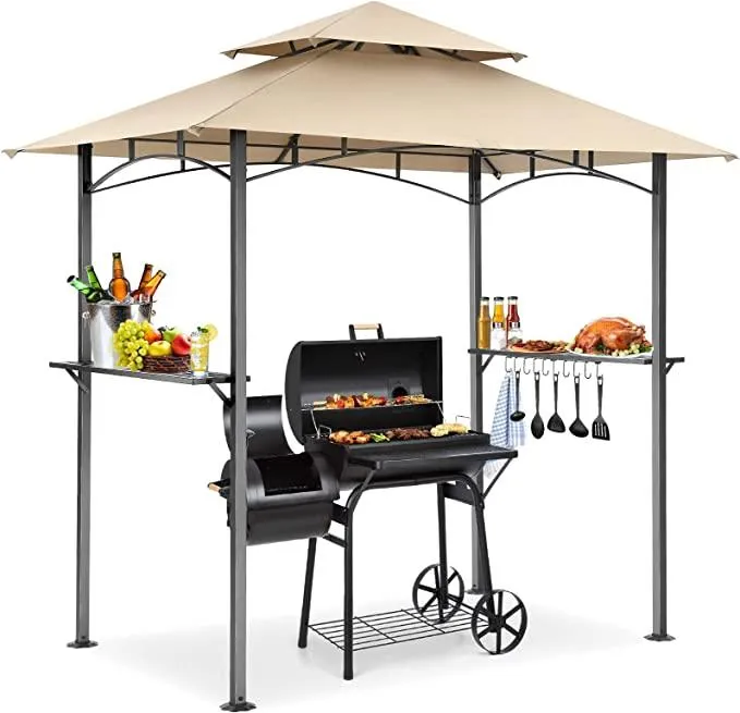 COBIZI Outdoor Grill Gazebo Double Tiered BBQ Gazebo 8'X5' BBQ Canopy