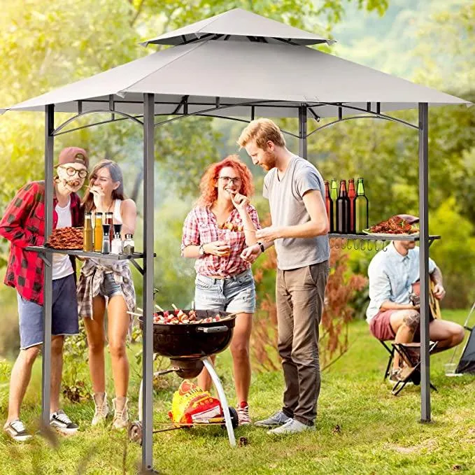 COBIZI Outdoor Grill Gazebo Double Tiered BBQ Gazebo 8'X5' BBQ Canopy