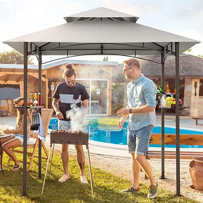 COBIZI Outdoor Grill Gazebo Double Tiered BBQ Gazebo 8'X5' BBQ Canopy