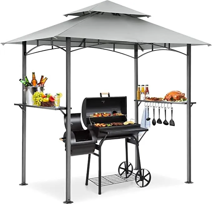 COBIZI Outdoor Grill Gazebo Double Tiered BBQ Gazebo 8'X5' BBQ Canopy