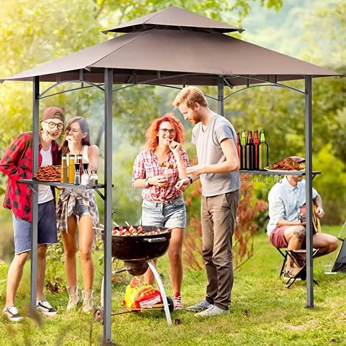 COBIZI Outdoor Grill Gazebo Double Tiered BBQ Gazebo 8'X5' BBQ Canopy