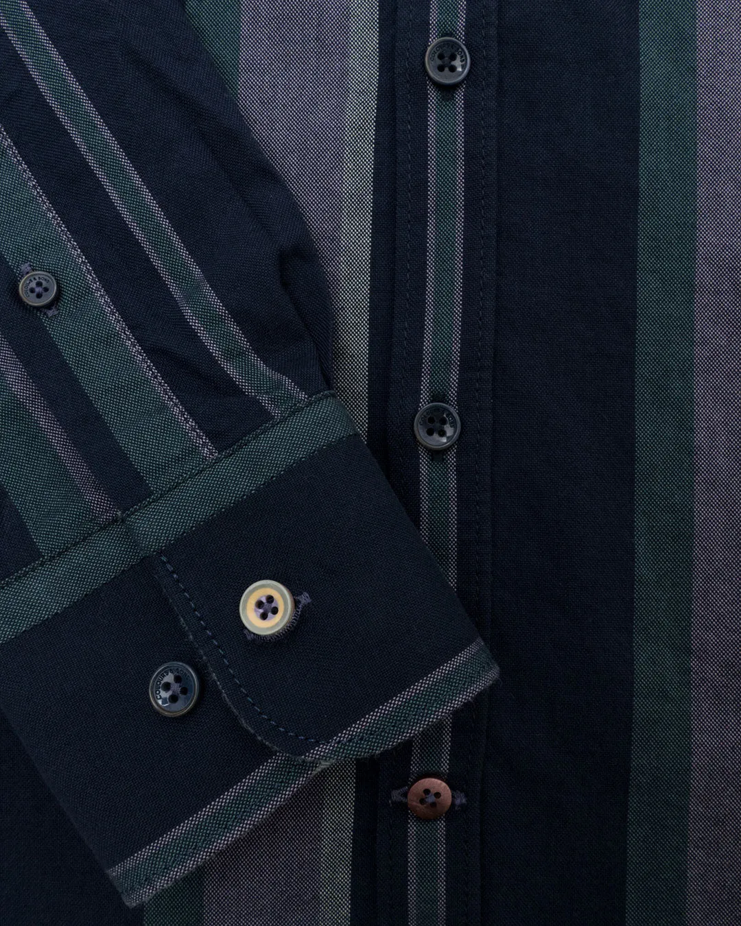 Cotton Shirt - Stripe - Navy, Purple, Green & Gray