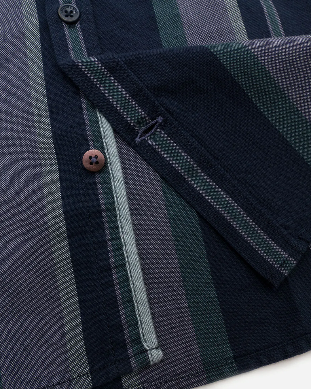 Cotton Shirt - Stripe - Navy, Purple, Green & Gray