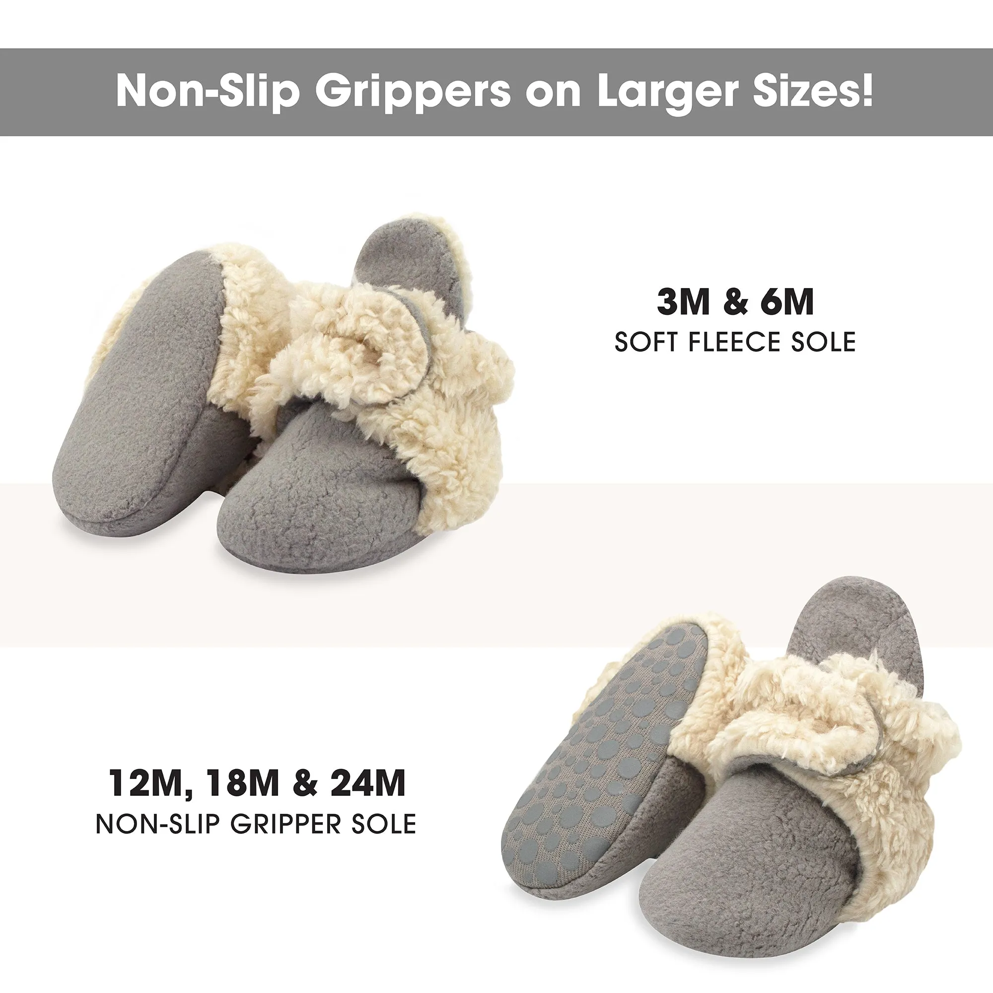 Cozie Furry Gripper Baby Bootie - Gray