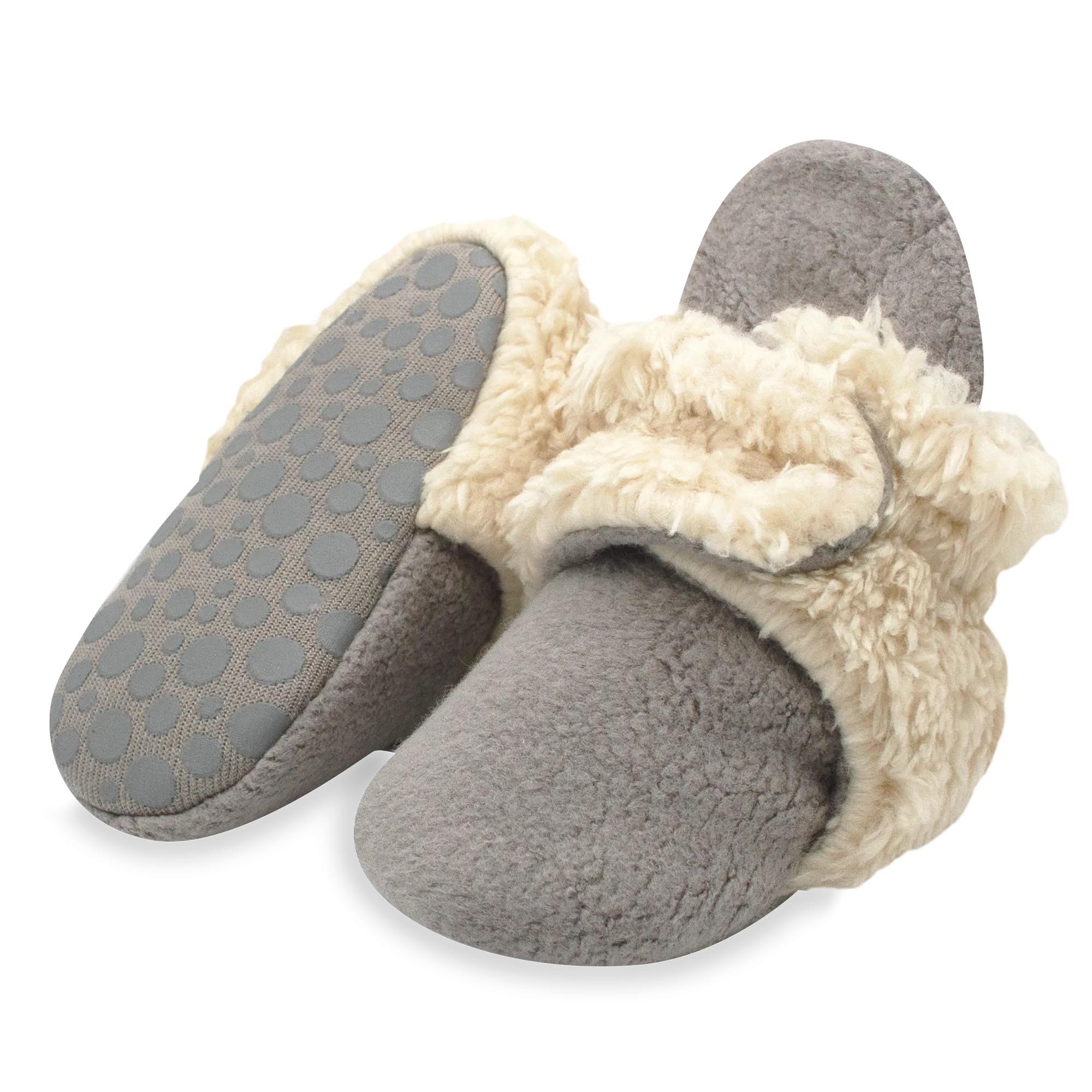 Cozie Furry Gripper Baby Bootie - Gray