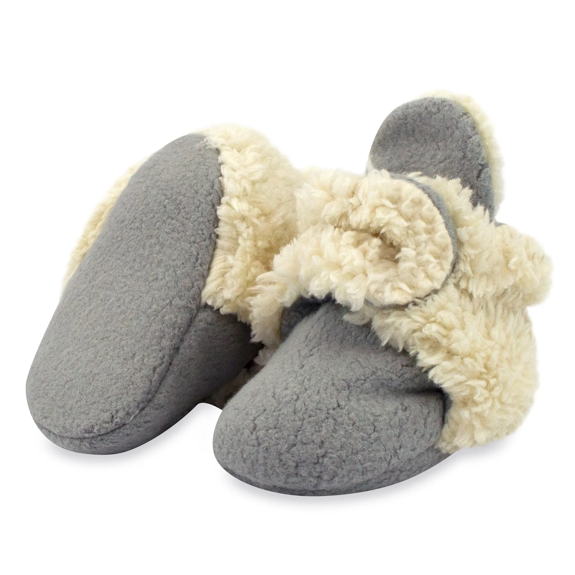 Cozie Furry Gripper Baby Bootie - Gray