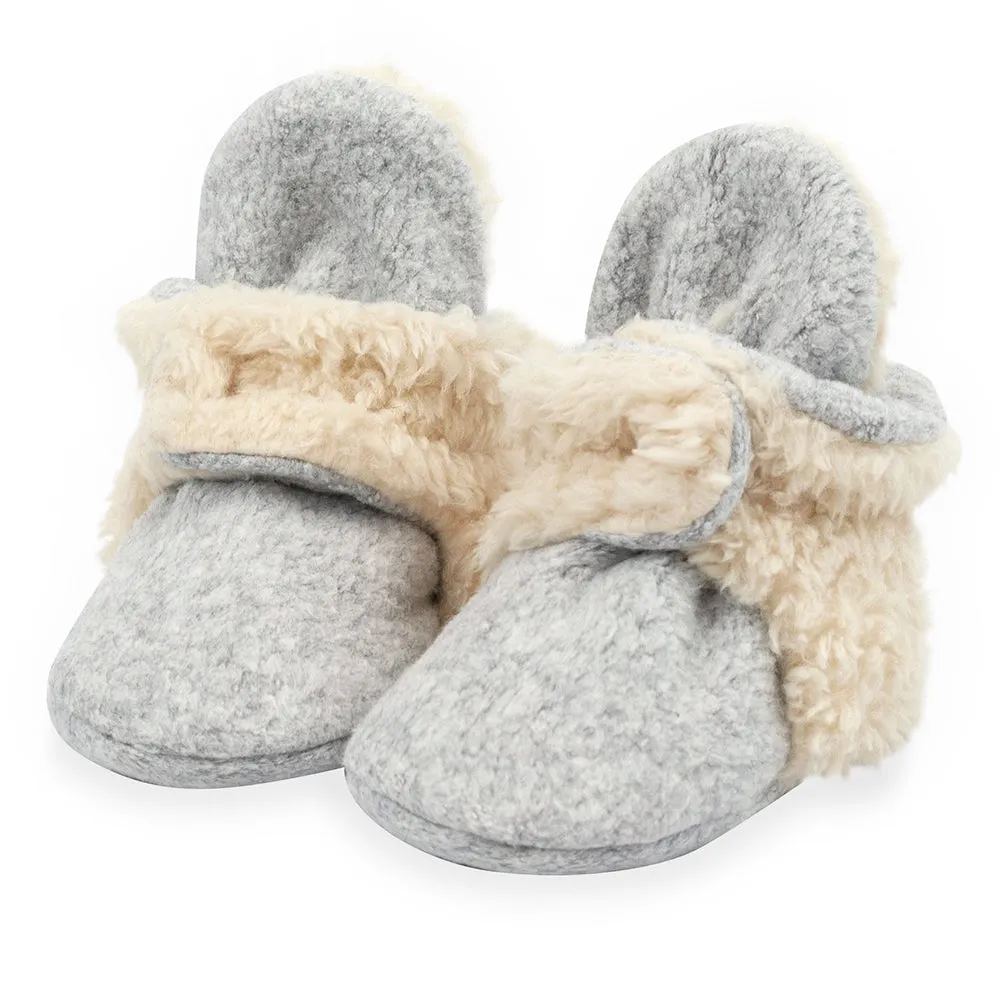 Cozie Furry Gripper Baby Bootie - Heather Gray