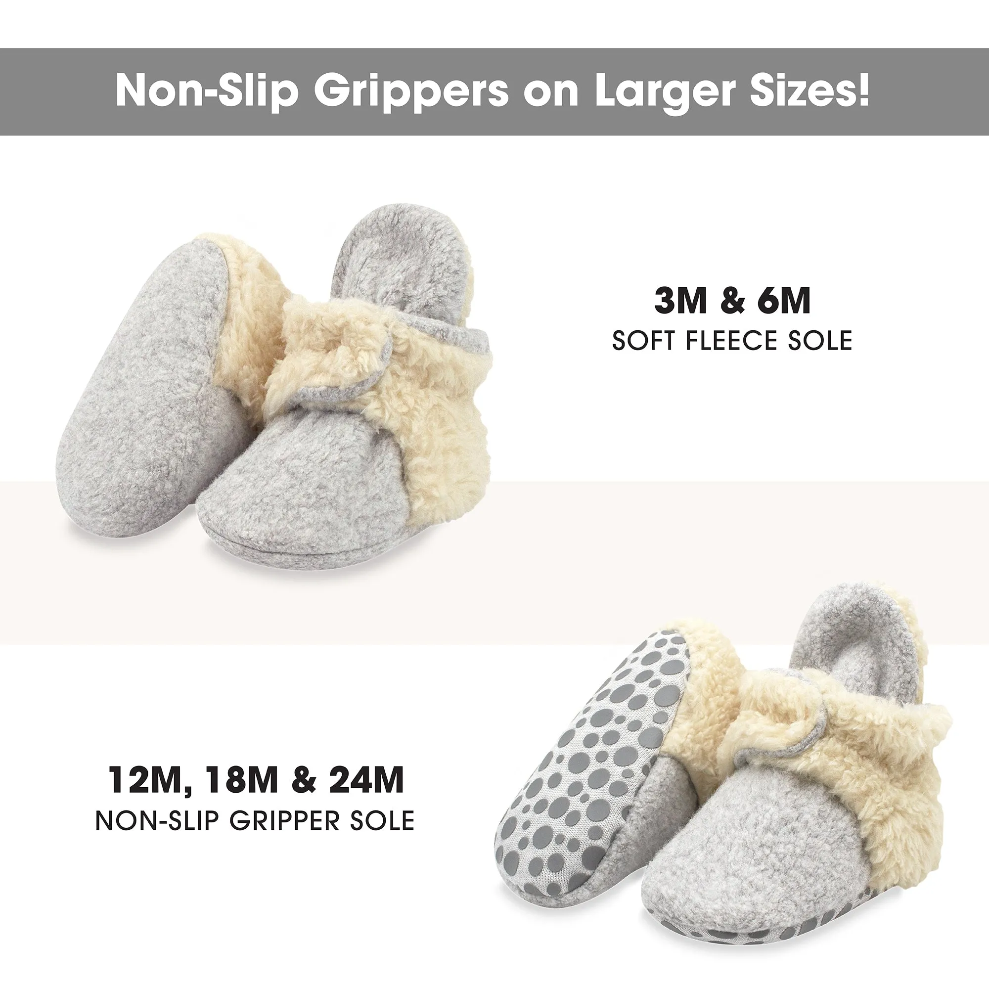 Cozie Furry Gripper Baby Bootie - Heather Gray