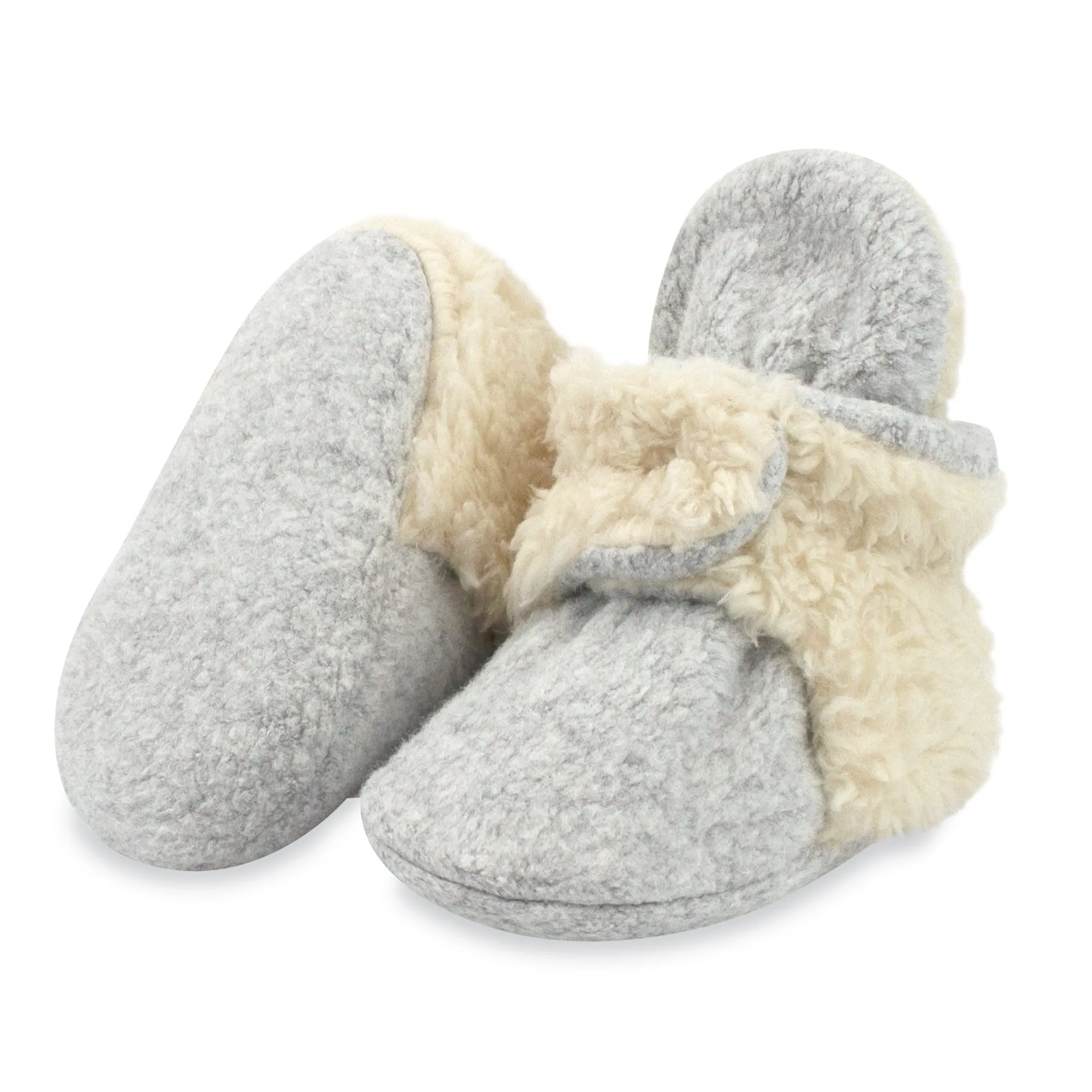 Cozie Furry Gripper Baby Bootie - Heather Gray