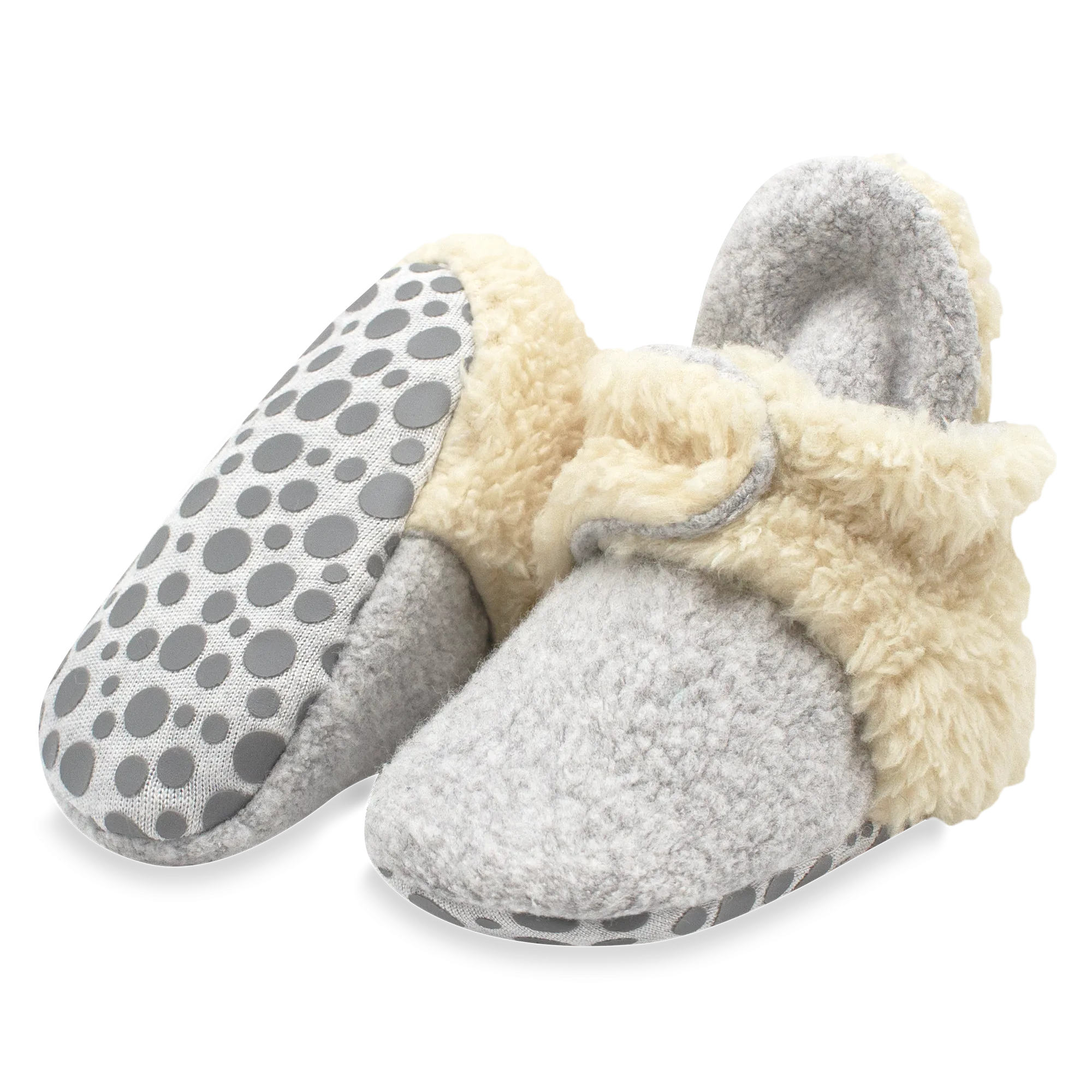 Cozie Furry Gripper Baby Bootie - Heather Gray