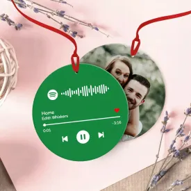 Custom Engraved Spotify Premium Music Song Ornaments Double Side Photo Hanging Ornament