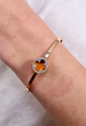 CZ and Resin Clover Hinge Bracelet