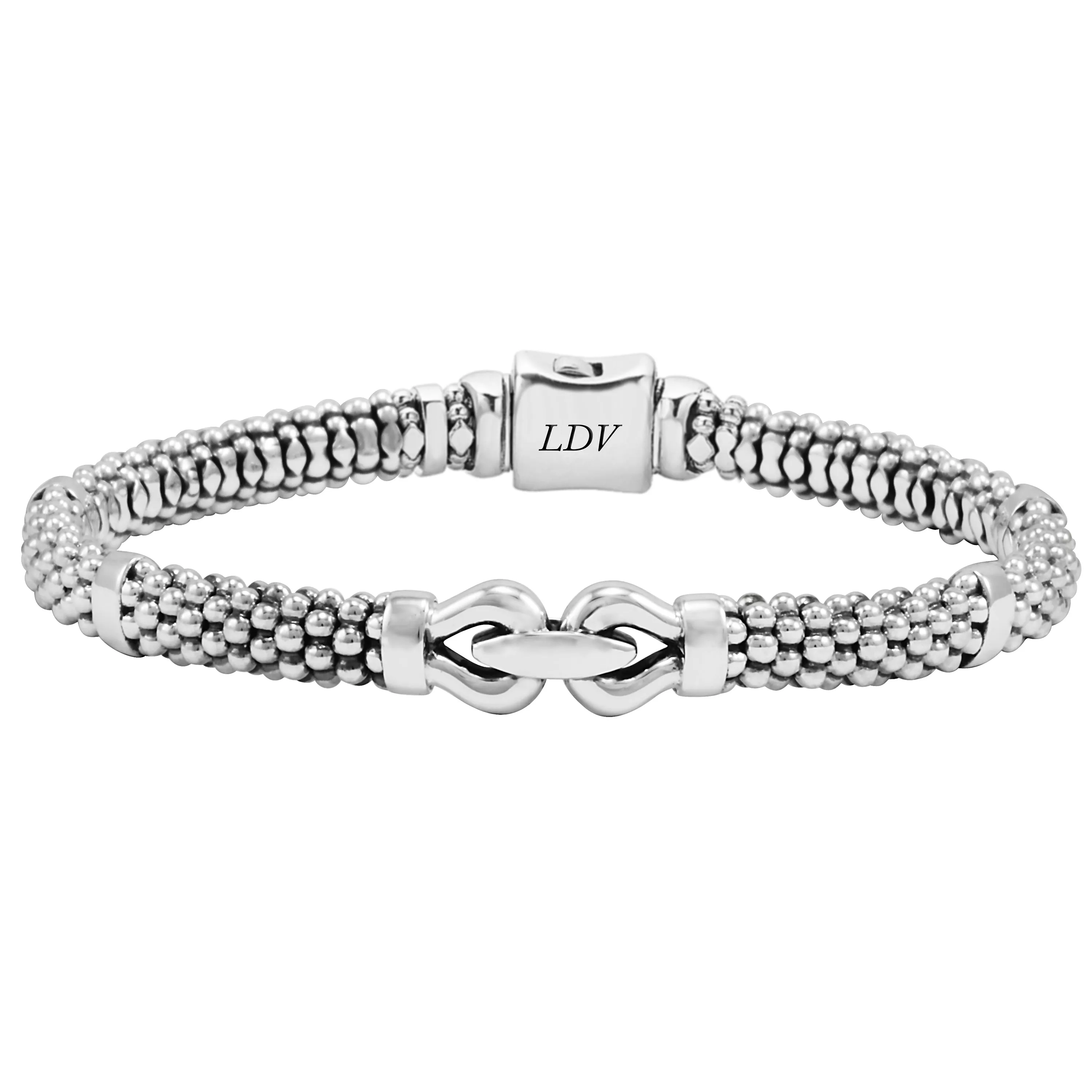 Derby Silver Caviar Buckle Bracelet | 6mm