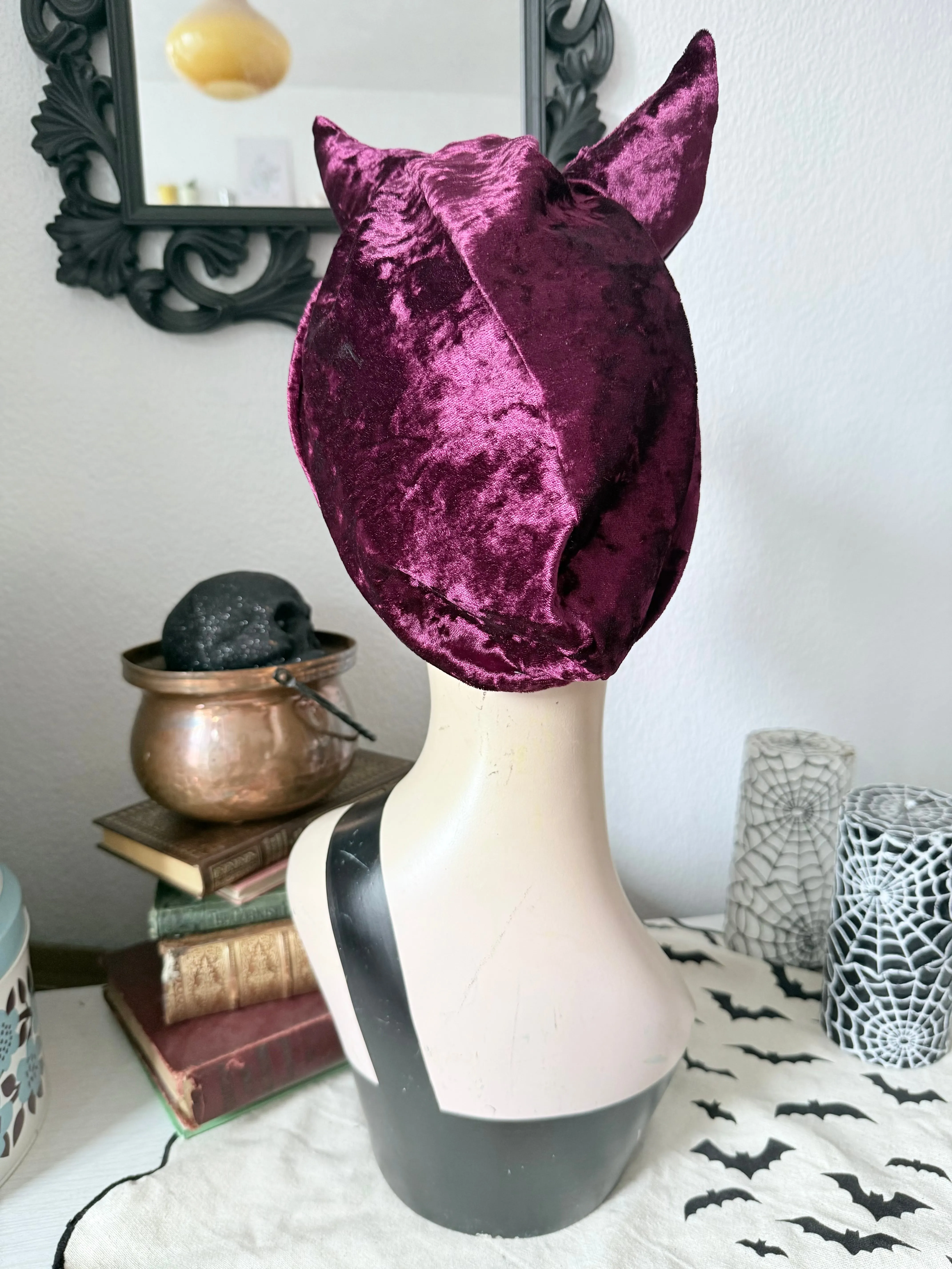 Devil Turban in Magenta Crushed Velvet