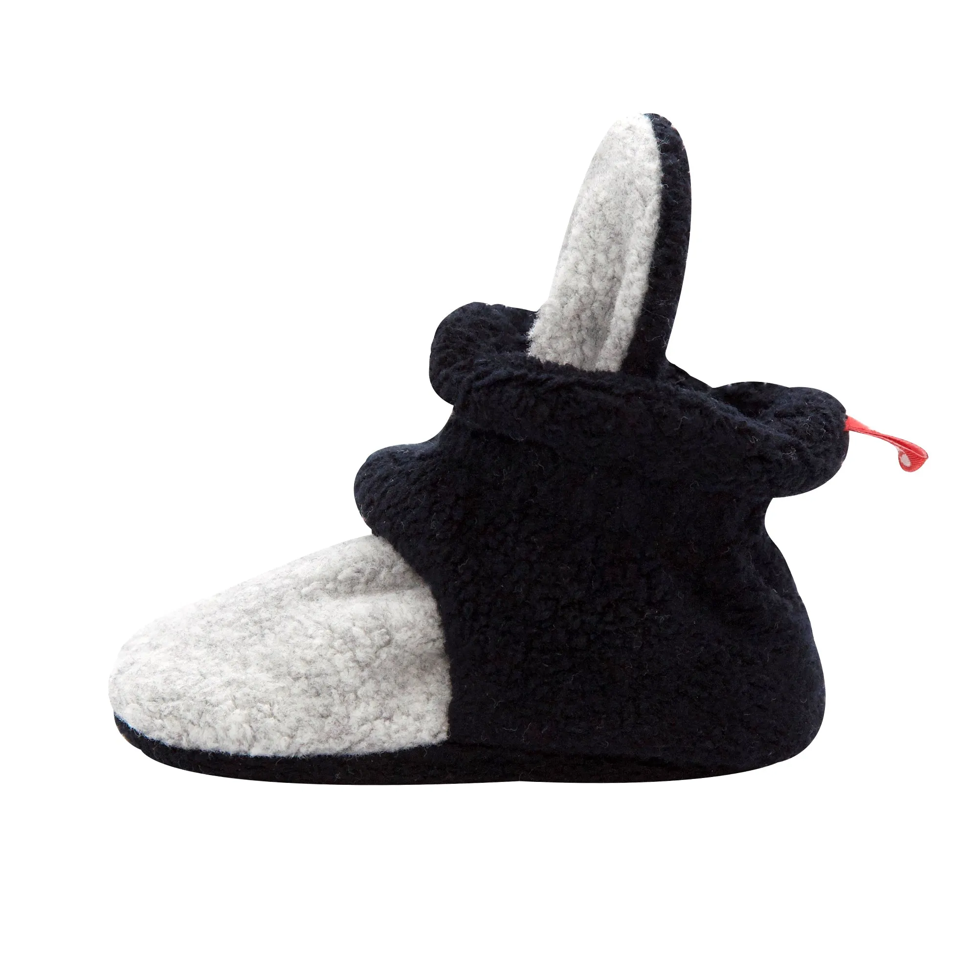 Double Cozie Fleece Gripper Baby Bootie - Black/Heather Gray