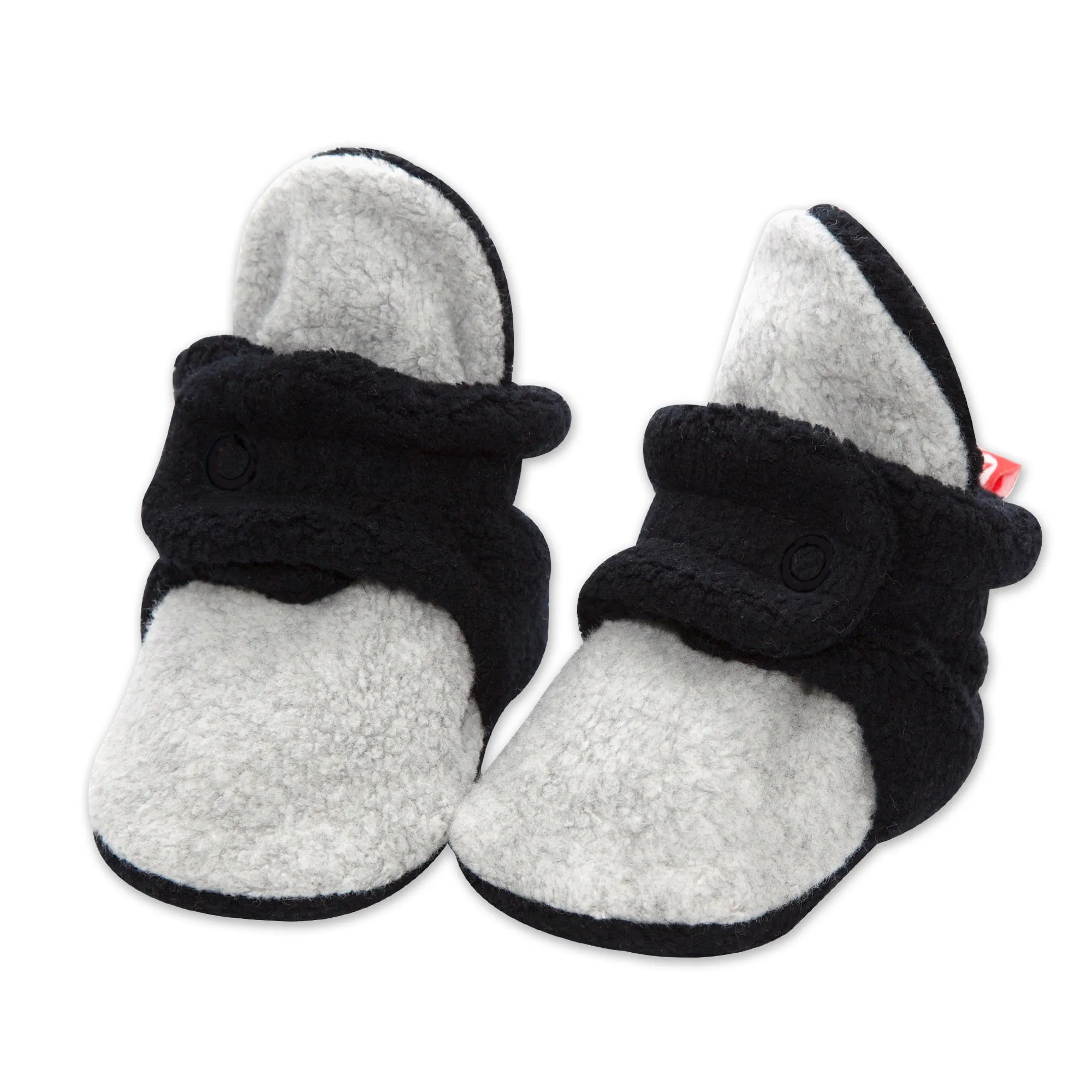 Double Cozie Fleece Gripper Baby Bootie - Black/Heather Gray