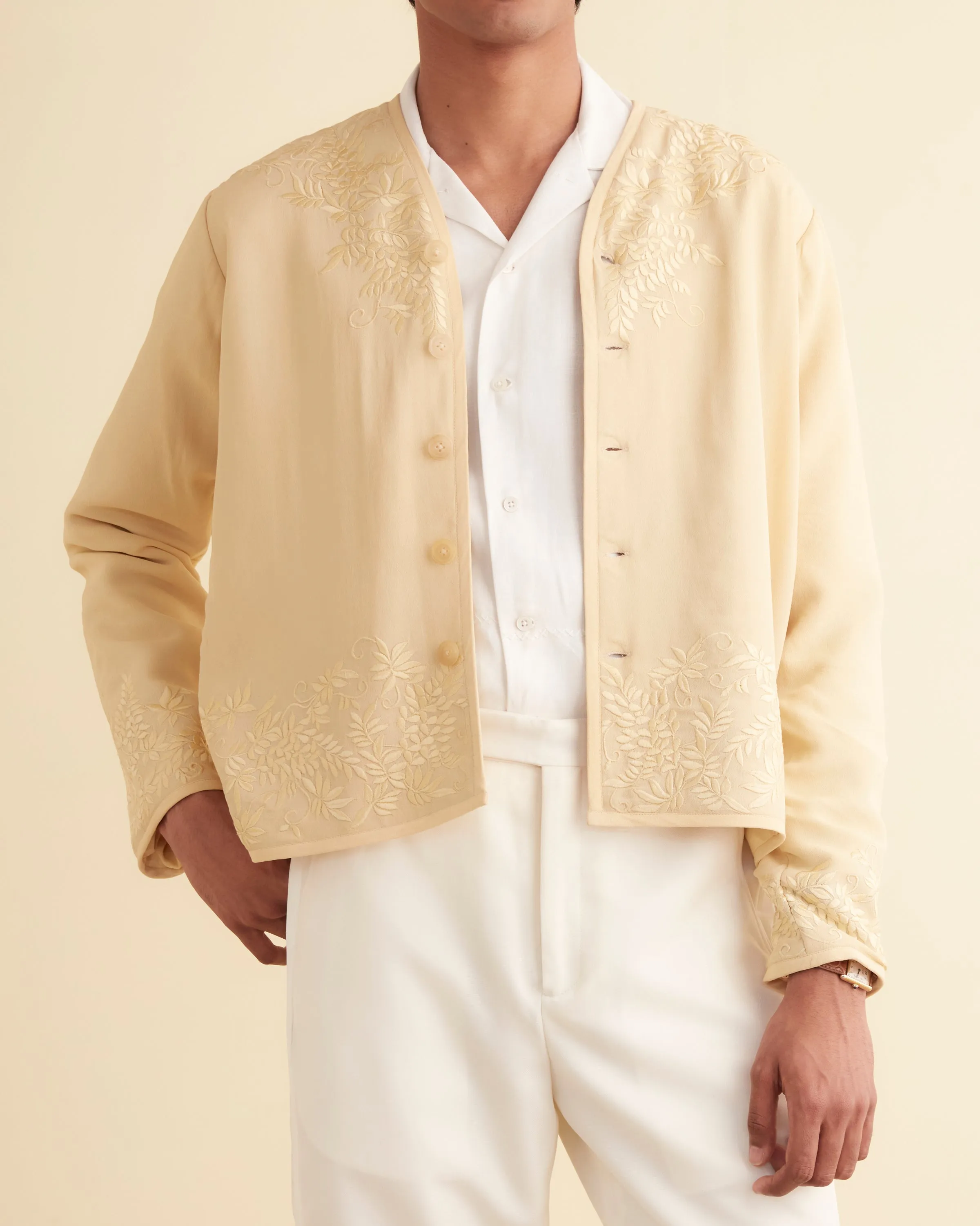 Embroidered Wisteria Liner Jacket