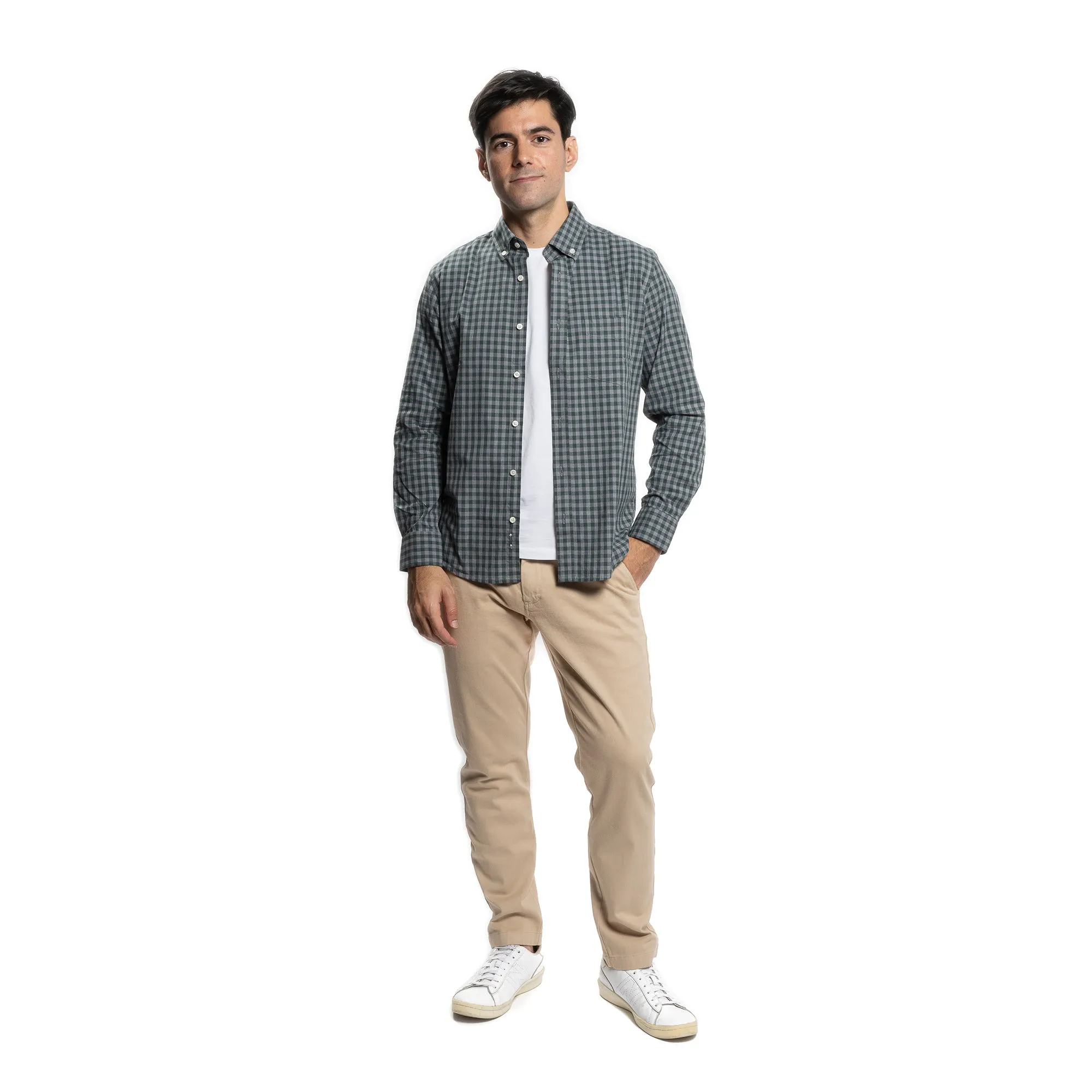 Everyday Stretch Oxford Standard Fit -  Olive Grey Gingham