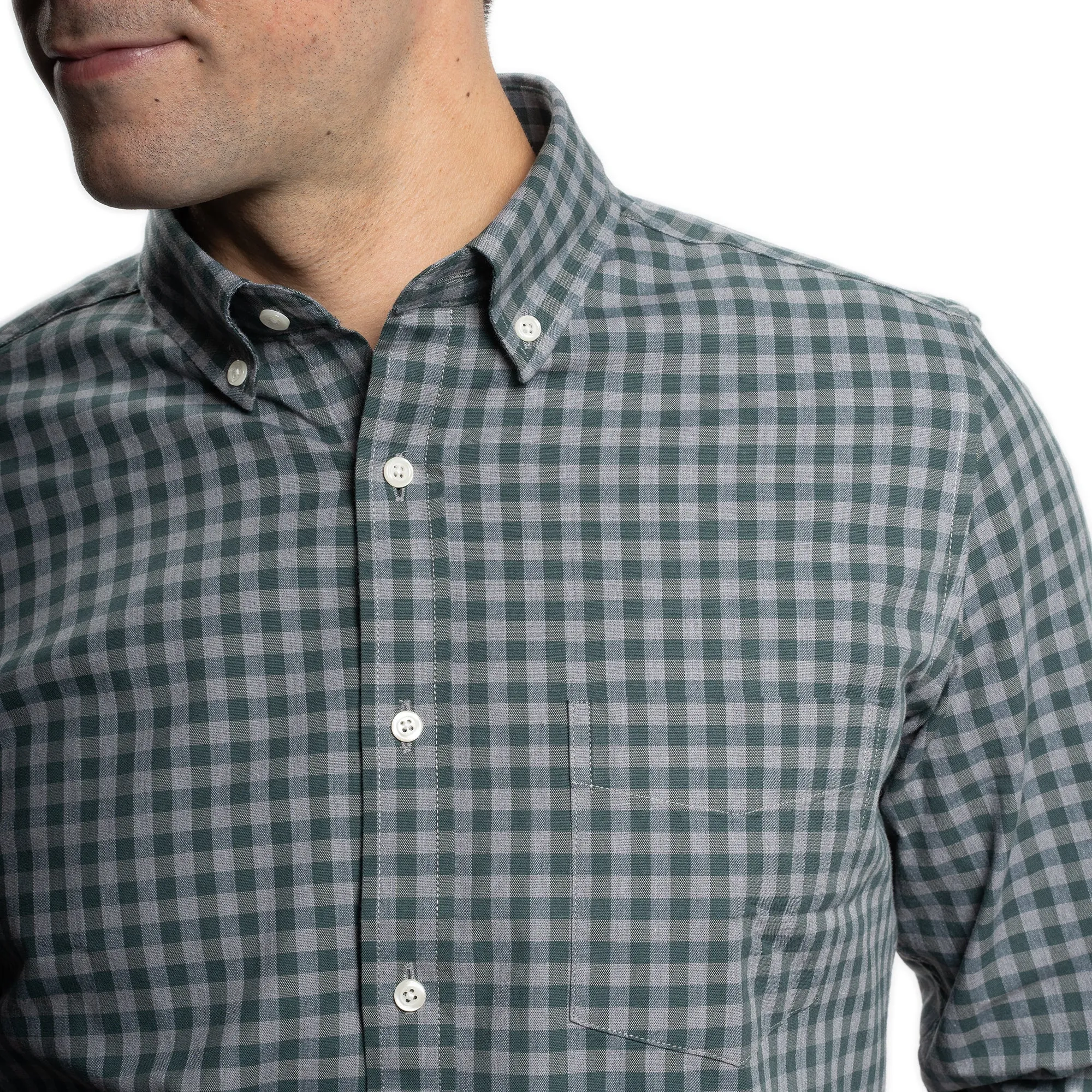 Everyday Stretch Oxford Standard Fit -  Olive Grey Gingham