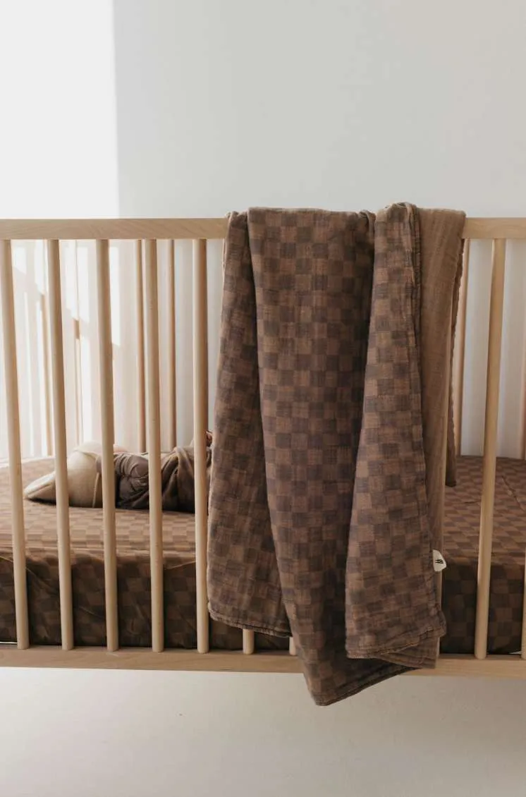 Faded Brown Checkerboard  | Muslin Swaddle