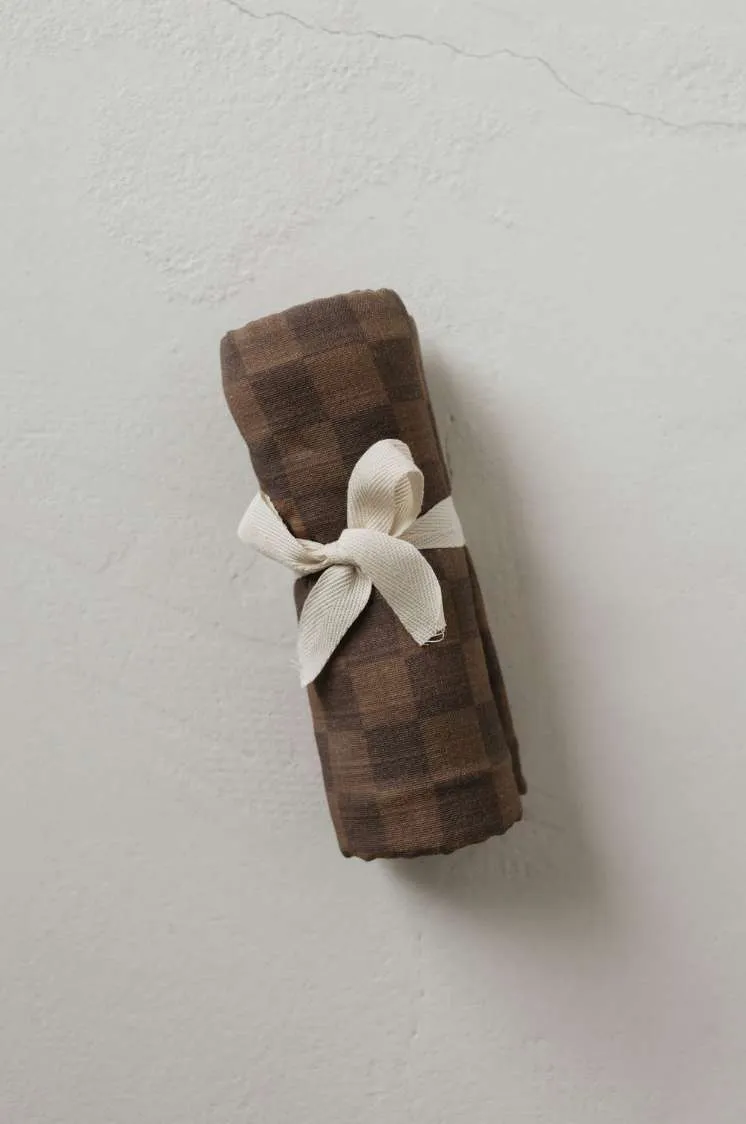 Faded Brown Checkerboard  | Muslin Swaddle