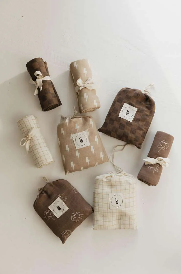 Faded Brown Checkerboard  | Muslin Swaddle