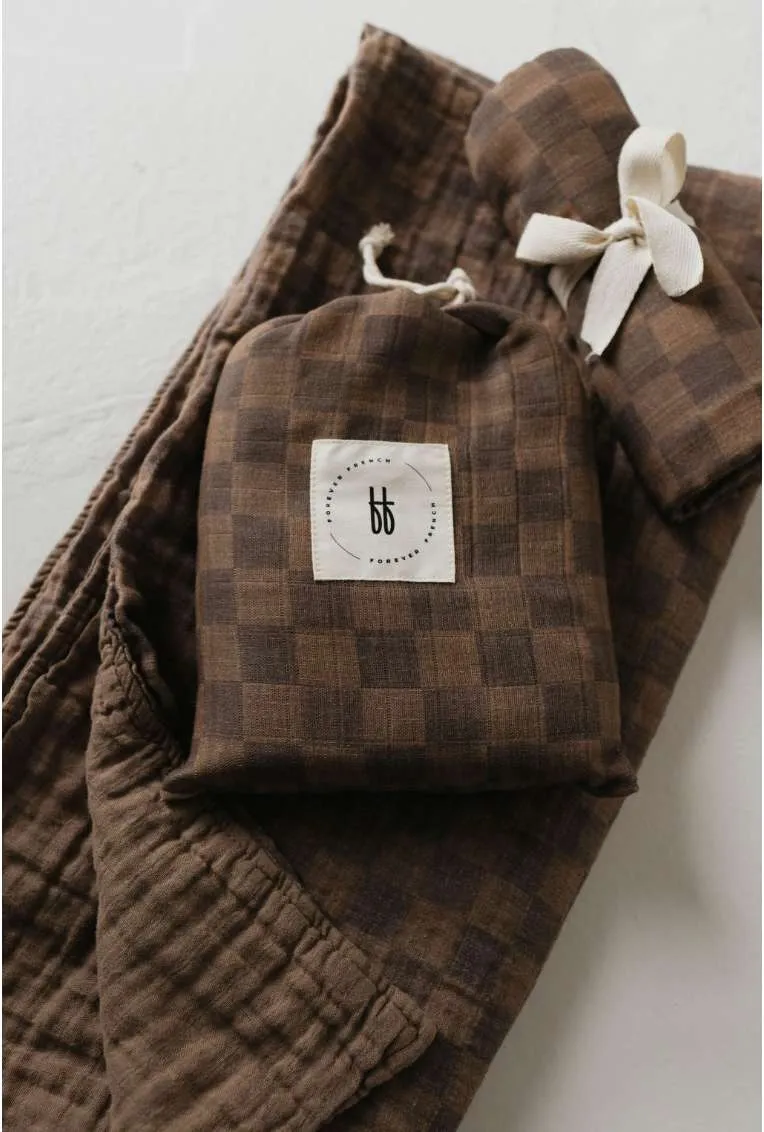 Faded Brown Checkerboard  | Muslin Swaddle