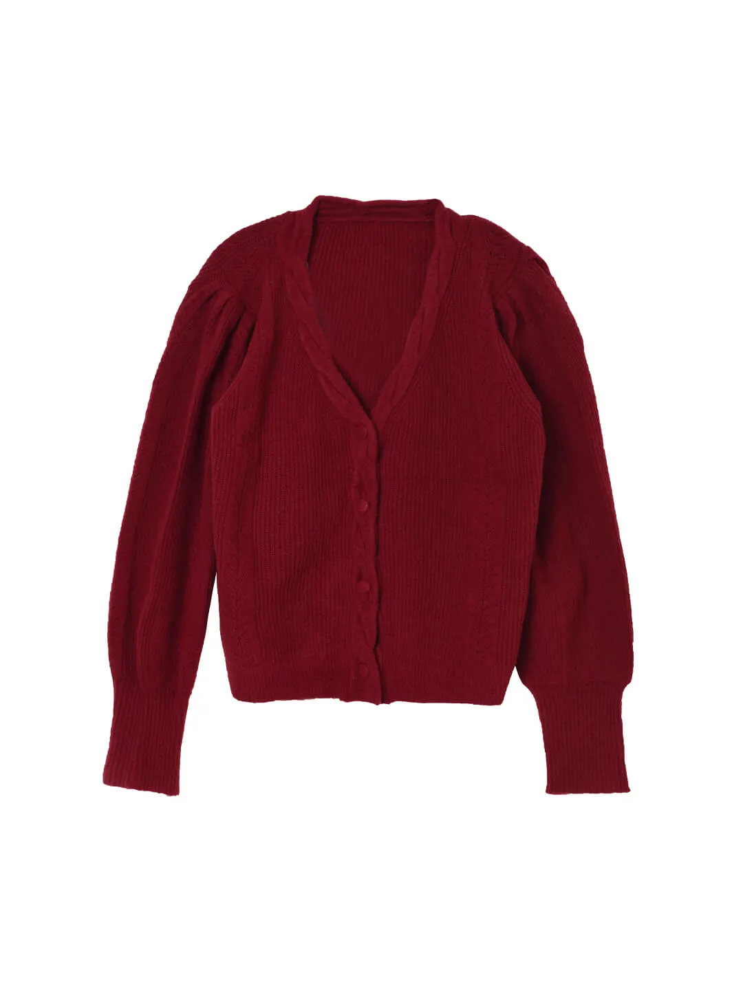 【Final Sale】Ava Vintage Style Cable Red Knit Cardigan