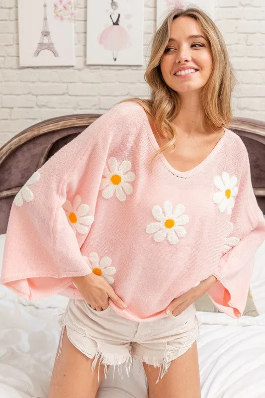 Flower Embroidery Loose Fit Top