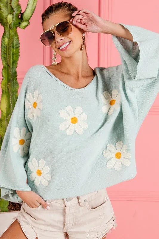 Flower Embroidery Loose Fit Top