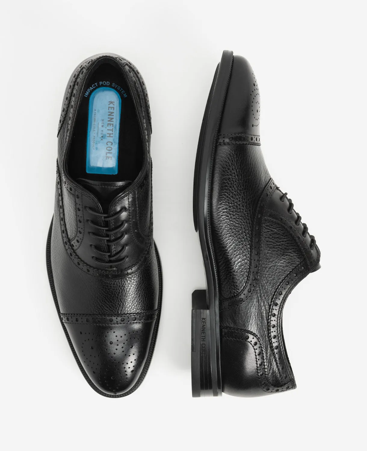 Futurepod Leather Lace-Up Oxford with Medallion Cap Toe