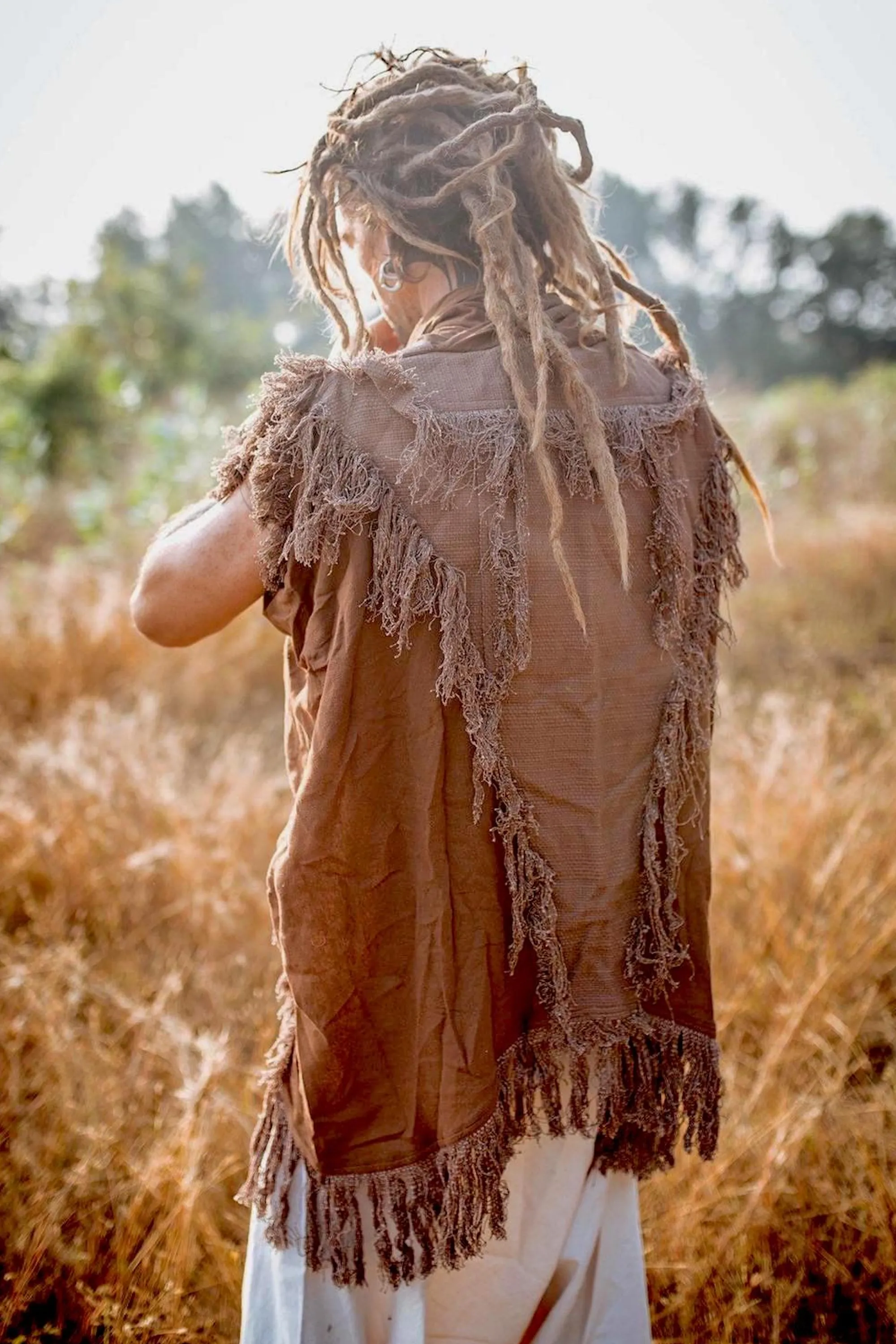 Good Earth Open Poncho ~ Handwoven Khadi Cotton