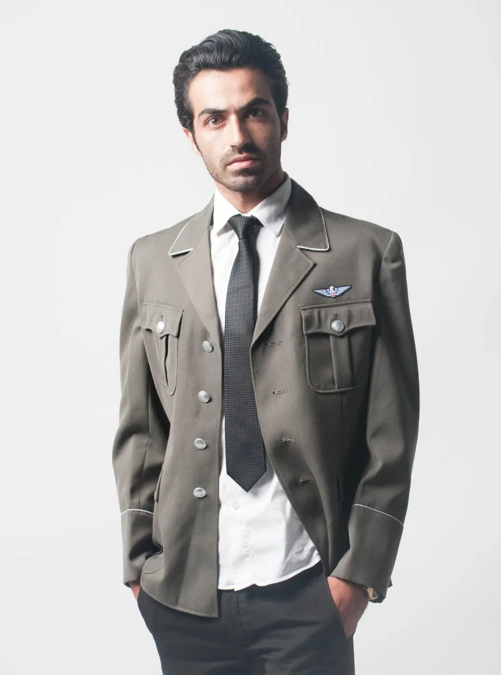 Gray Officer Military Style Blazer