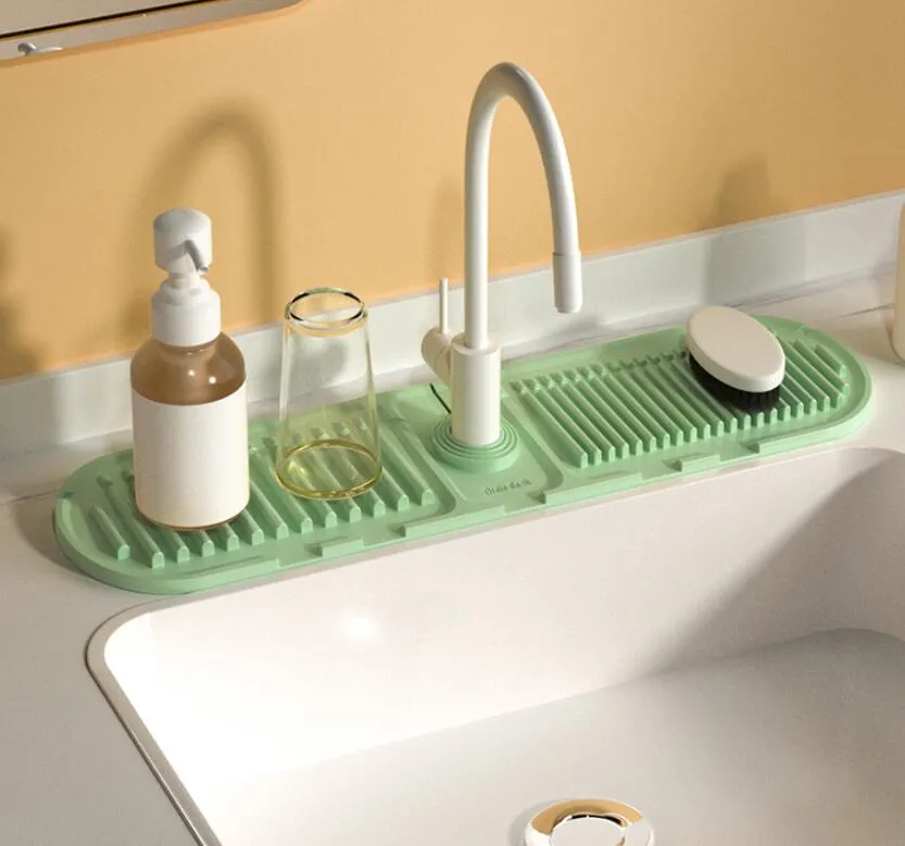 Heightened Slope Faucet Water Draining Pad