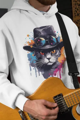 Herren Hoodie mit Katzenmotiv "Splash Cat"