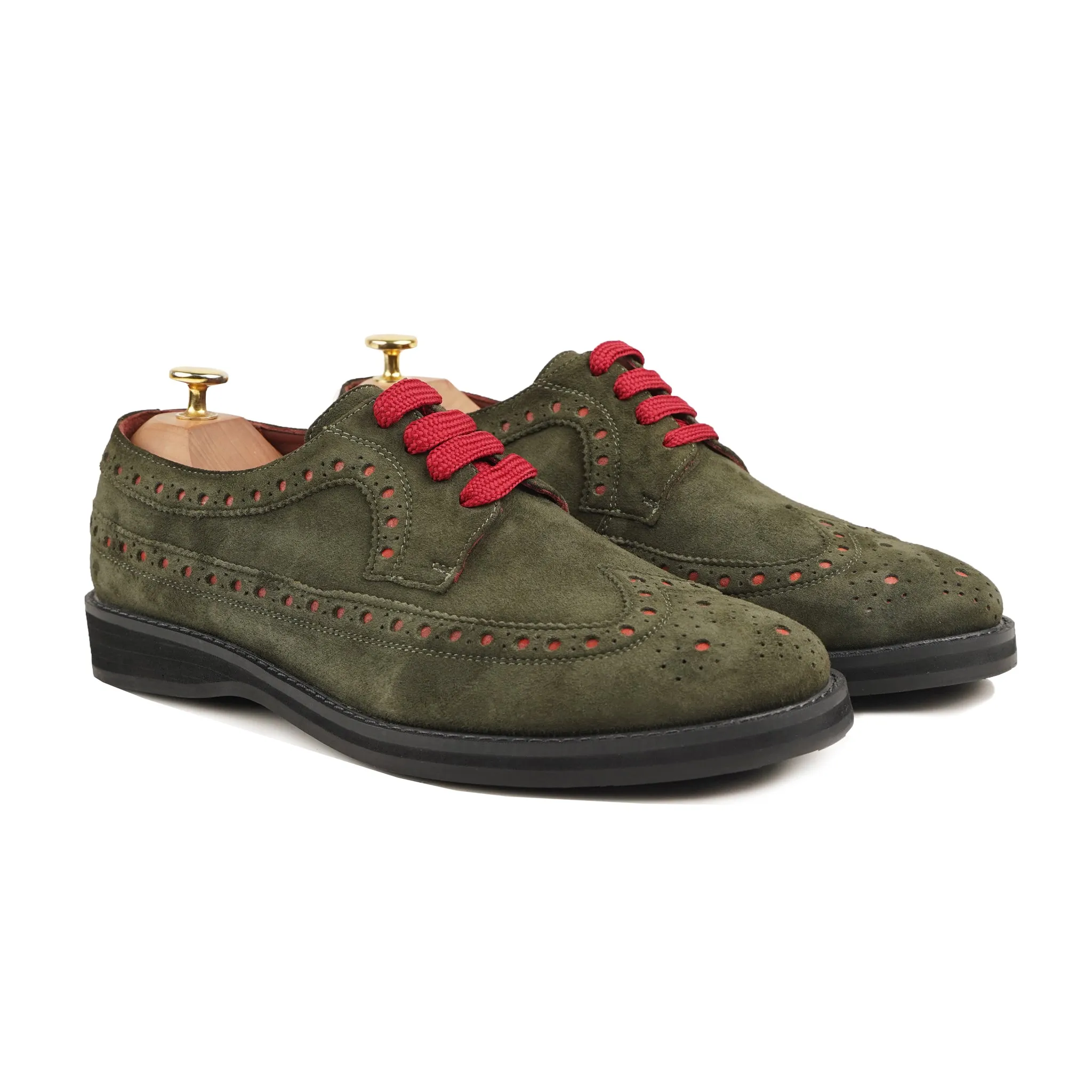 Jack - Men's Olive Green Kid Suede Derby Shoe