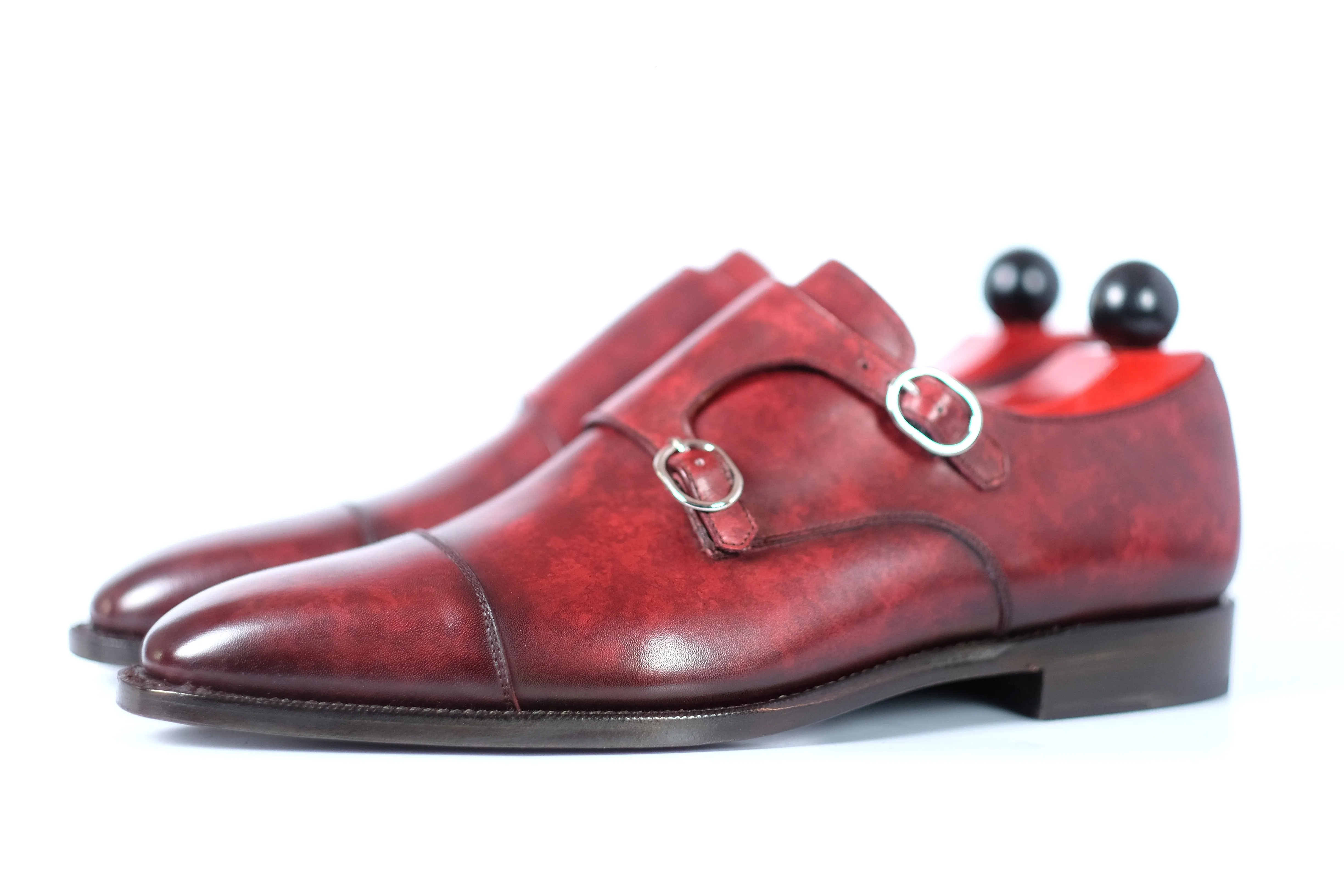 Kent - MTO - Burgundy Marble Patina - LPB Last - Single Leather Sole