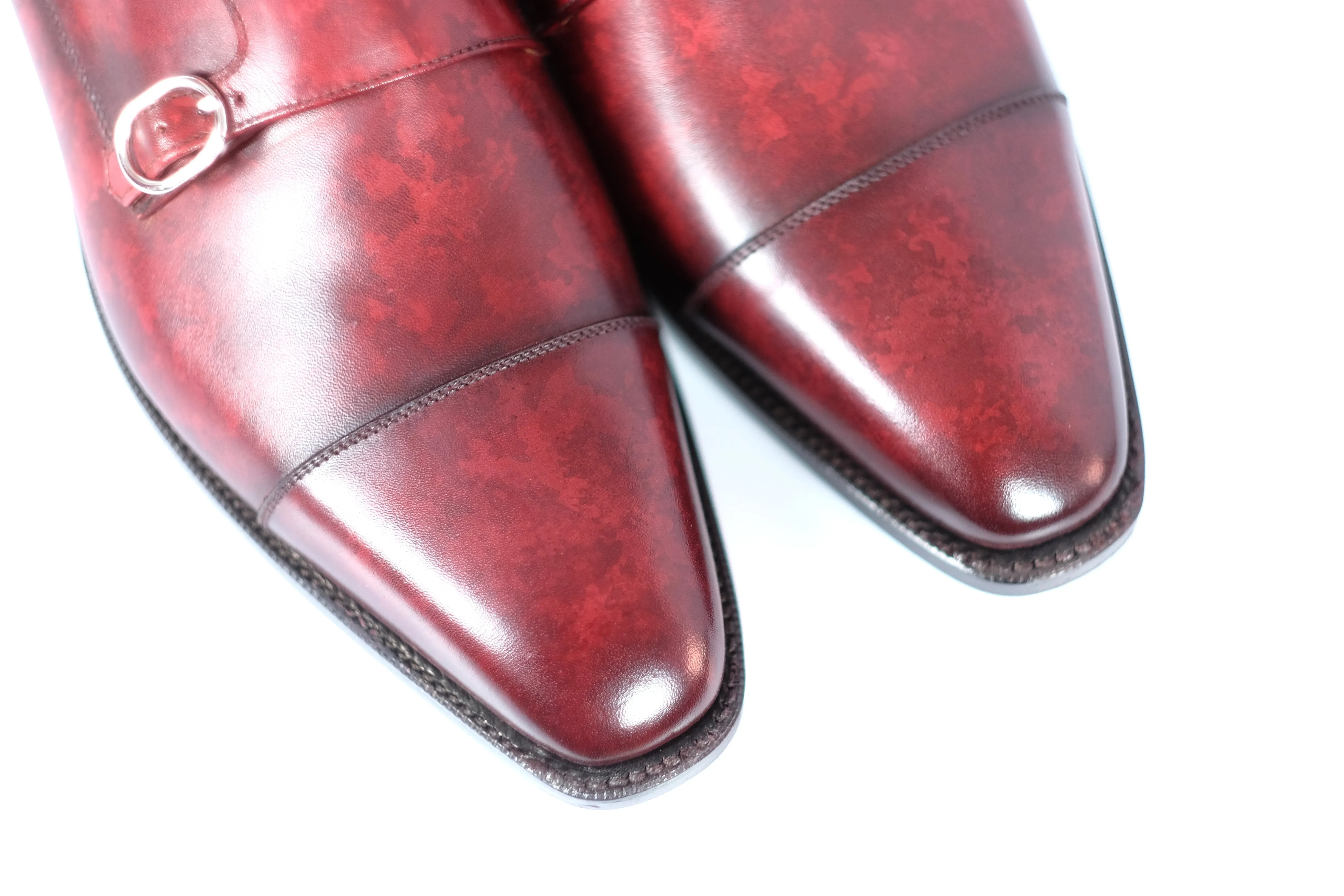 Kent - MTO - Burgundy Marble Patina - LPB Last - Single Leather Sole