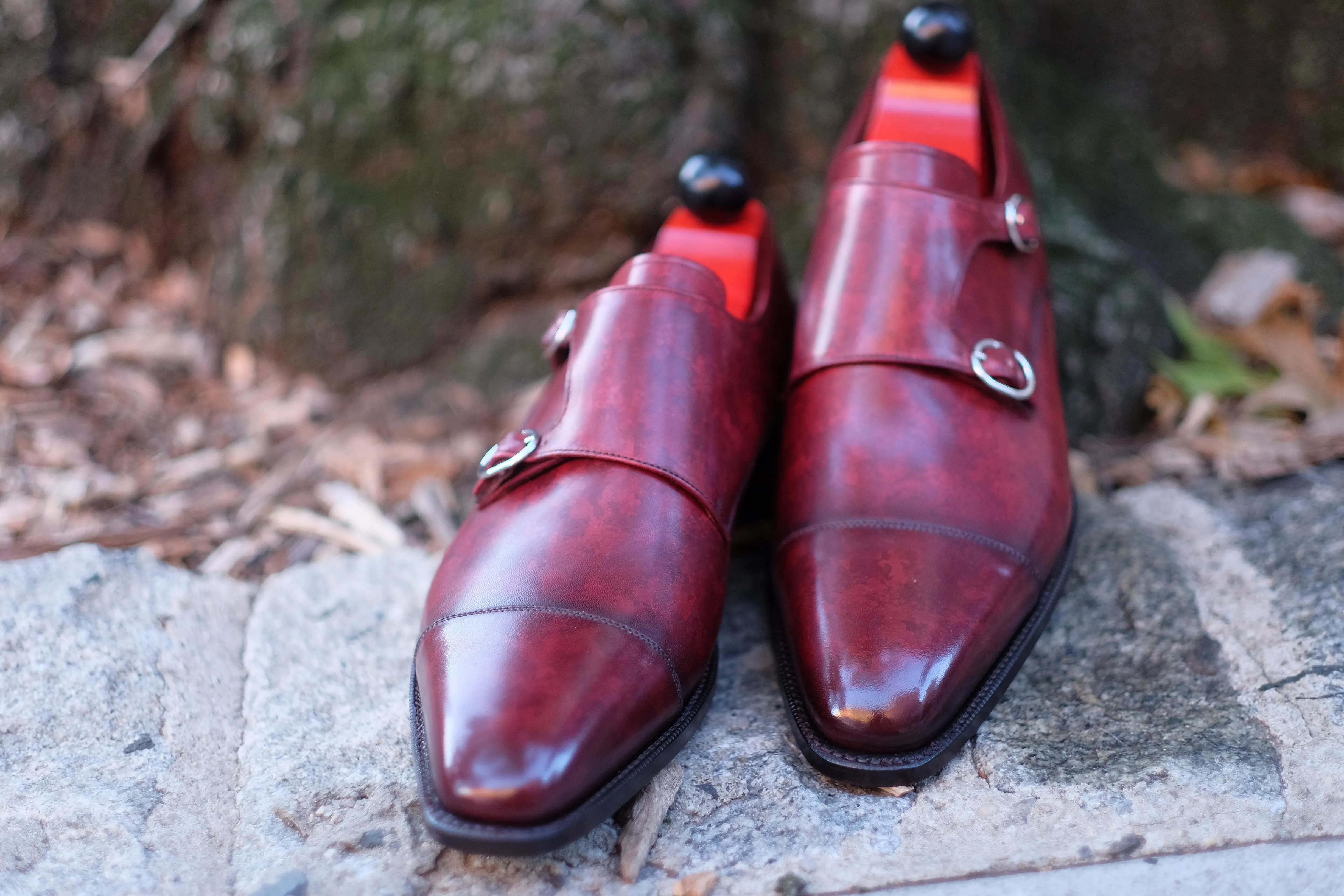 Kent - MTO - Burgundy Marble Patina - LPB Last - Single Leather Sole