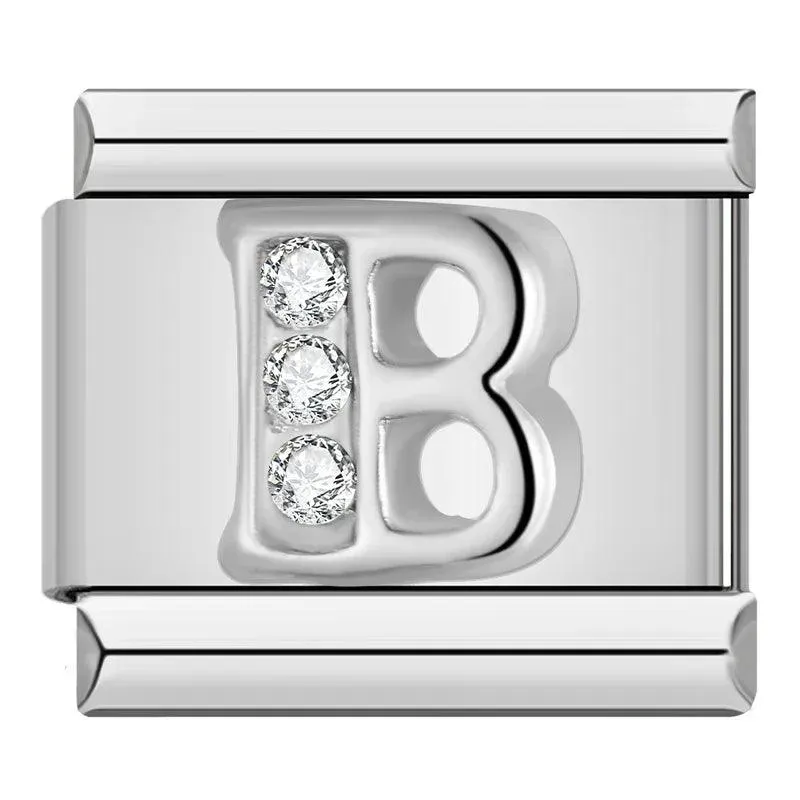 Letter B with Stones, on Silver