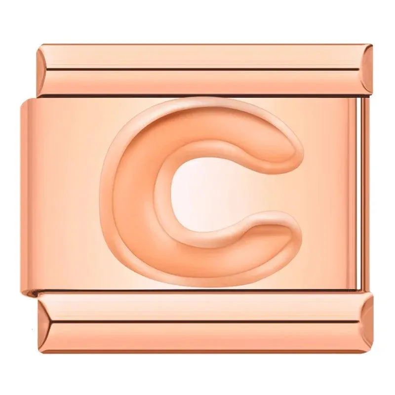 Letter C in Rose Gold, on Rose Gold