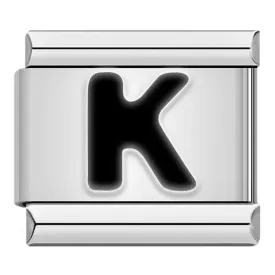 Letter K in Black, on Silver