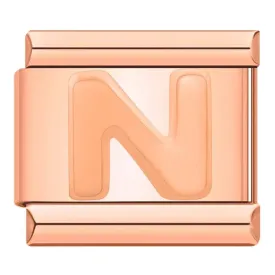 Letter N in Rose Gold, on Rose Gold