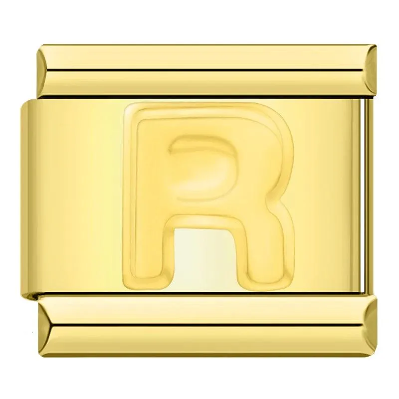 Letter R in Gold, on Gold