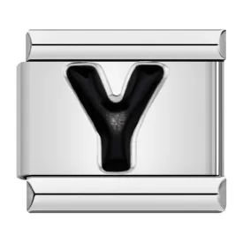 Letter Y in Black, on Silver