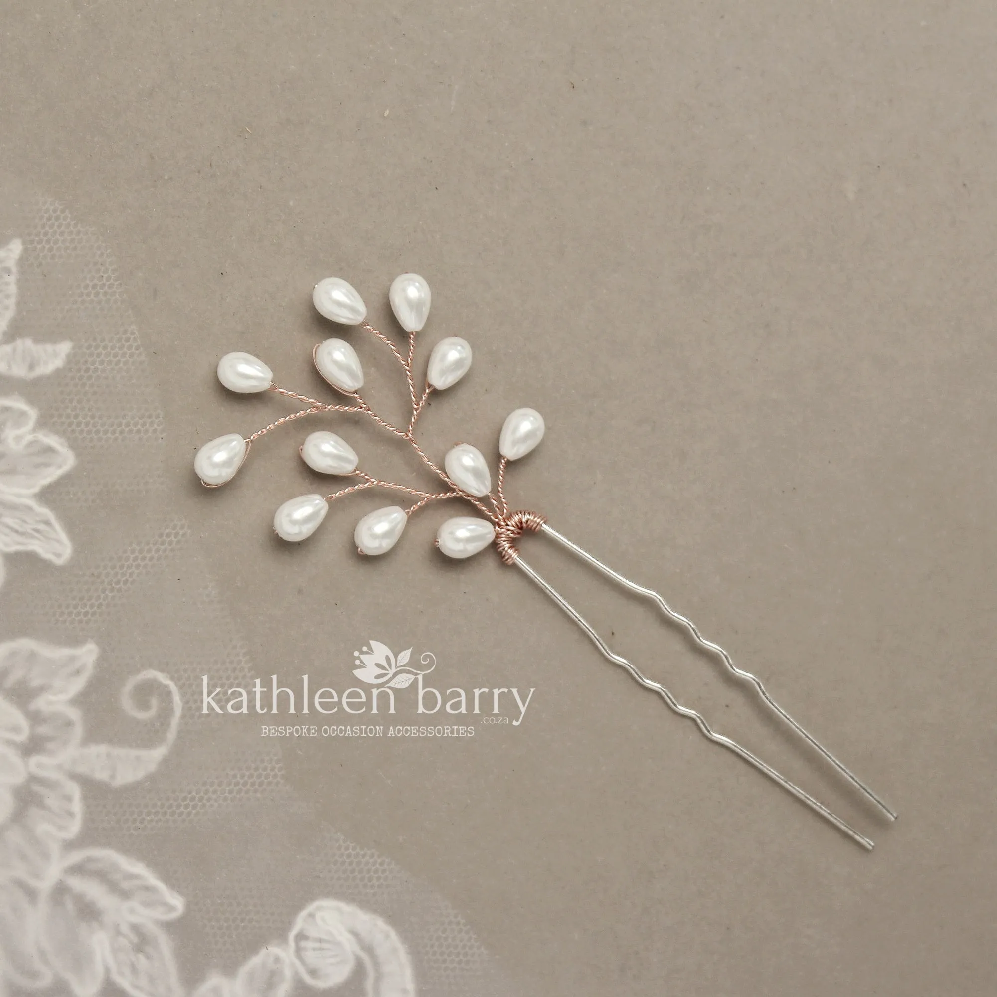 Libby hair pin simple pearl drops available in silver, gold and rose gold