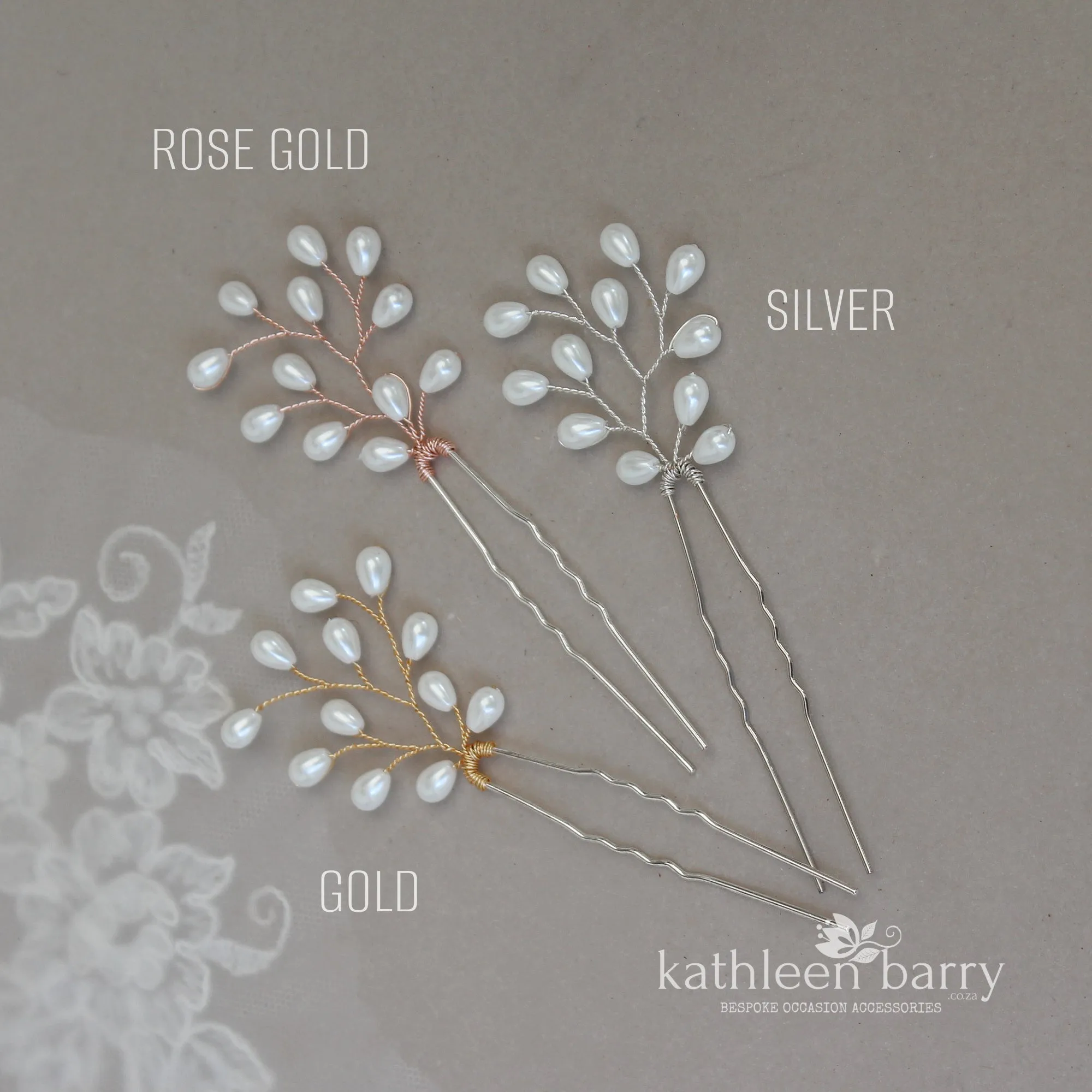 Libby hair pin simple pearl drops available in silver, gold and rose gold