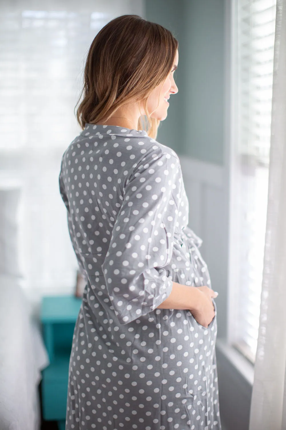 Lisa Grey Dot Pregnancy/Postpartum Robe